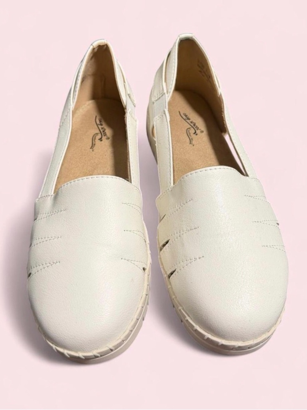 easy street Cream Slip-On Loafers for Women